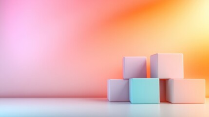 Aufkleber - An abstract background featuring colorful cubes stacked harmoniously, creating a visually stimulating and contemporary artistic display that captures modern design elements.
