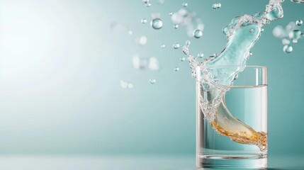 Poster - An energetic image displaying a dynamic splash of liquid hitting a glass container, embodying moments of excitement and freshness in creativity.
