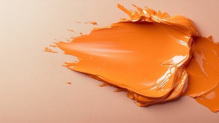 Aufkleber - A captivating visual of smooth orange paint elegantly spread across a canvas, highlighting texture and shine, evoking a sense of warmth and creativity.