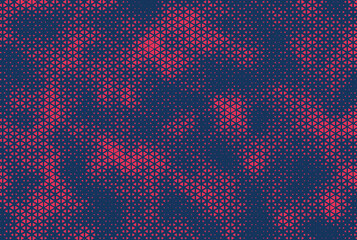 Aufkleber - Abstract Blue and Red Halftone Triangle Background. Duotone triangle dots pattern. Abstract geometric grunge background. Vector illustration.