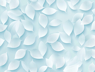 Aufkleber - seamless pattern of white leaves on pastel blue background creates calming and elegant texture. delicate leaf design adds touch of nature inspired beauty to image