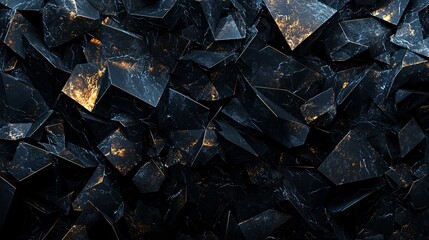 Wall Mural - Dark Obsidian Crystal Fragments Background Texture.