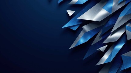 Poster - Abstract Composition of Sharp Geometric Shapes in Blue Tones