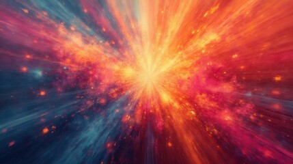 Poster - Vibrant Cosmic Explosion with Energetic Colors and Radiant Light Effects