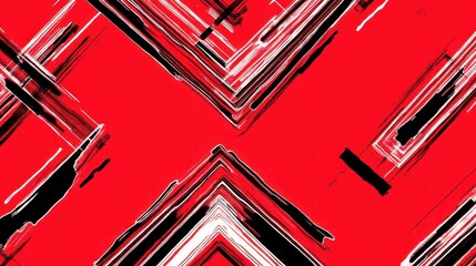 Poster - Vibrant Abstract Geometric Pattern with Bold Red and Black Lines