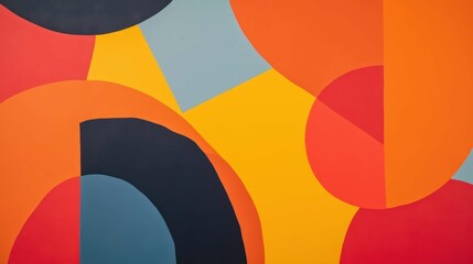 Poster - Abstract Colorful Geometric Shapes in Bold Red, Yellow, and Blue