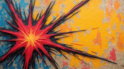 Poster - Bright Abstract Explosion Design with Red, Yellow, and Blue Colors