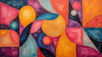 Poster - Vibrant Abstract Art Piece with Geometric Shapes and Bold Colors