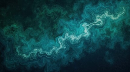 Poster - Abstract Swirling Patterns in Shades of Green and Blue Tones