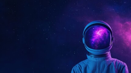 Poster - Astronaut exploring cosmic wonders outer space digital art nebula environment close-up galactic concept