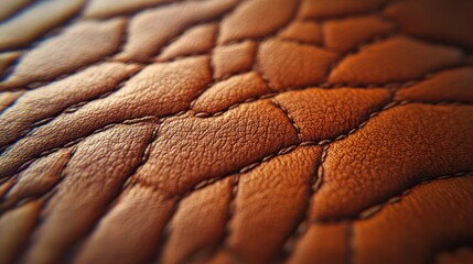 Close-up brown leather texture, stitched detail