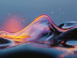 Poster - Dynamic liquid waves abstract art digital design vibrant colors close-up fluidity concept