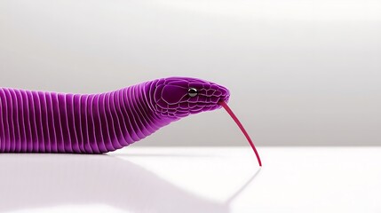 Wall Mural - Purple snake sculpture with intricate design, set against a minimalistic white background