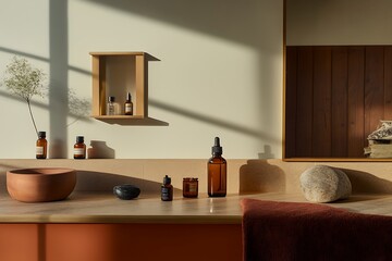 Wall Mural - Minimalist Bathroom Aesthetic with Natural Products