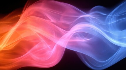 Poster - Abstract red blue light wave flow, dark background, energy concept