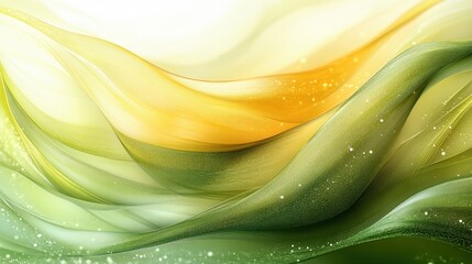 Poster - Abstract green and gold flowing fabric design