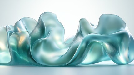 Poster - Abstract teal liquid flowing, light background, design element