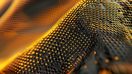 Leinwandbilder - Abstract rendering of a textured surface with black and luminous orange elements, modern digital art