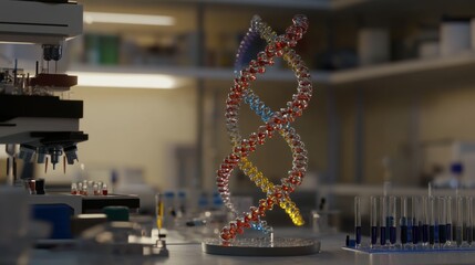 Poster - Creating a detailed dna double helix model in laboratory settings for scientific exploration