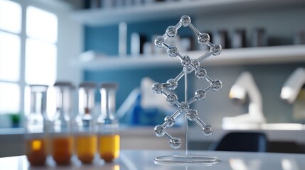 Poster - creating a detailed dna molecule model in a modern lab environment for scientific research