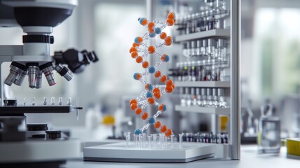 Poster - Exploring detailed dna structure model in research lab science environment educational content comprehensive viewpoint