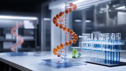 Poster - Exploring detailed dna structure model in a research lab science environment scientific analysis for enhanced understanding
