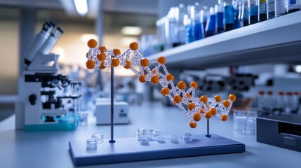 Poster - Creating a detailed dna structure model in a research lab a scientific exploration of genetic complexity
