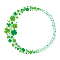 Aufkleber - Round shamrock clover border, frame for st. Patrick's day decoration isolated on transparent background. A wreath of clover leaves.