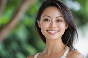 Wall Mural - Smiling woman outdoors