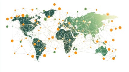 Poster - connecting digital nodes in a global network map visualizing connectivity across continents