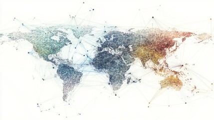 Poster - connecting digital nodes across a global network map visualizing connectivity in a virtual environme