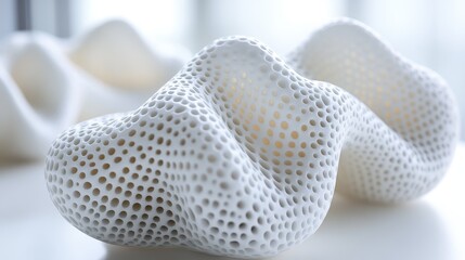 Aufkleber - Abstract white 3D-printed sculpture, close-up