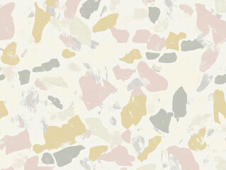 Aufkleber - Abstract pastel terrazzo pattern with soft colors and irregular shapes, creating calming and modern texture. design features muted tones of pink, yellow, and gray, ideal for backgrounds or