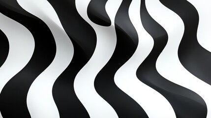 Poster - Abstract black and white wavy stripes background