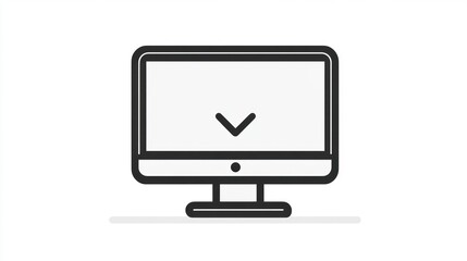 Fototapete - Simple computer monitor icon, empty screen with down arrow. Suitable for websites, apps, presentations, or digital design