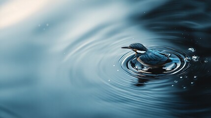 Wall Mural -   Bird perched atop water body, amidst waves