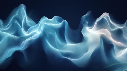 Aufkleber - Abstract blue and white waves, dark background, digital art, website banner