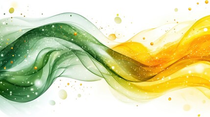 Wall Mural - Abstract green and gold wave design