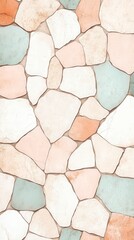 Poster - Textured pattern of irregularly shaped stones in soft pastel colors, creating a decorative surface.