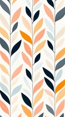 Poster - A vibrant pattern of stylized leaves in soft pastel colors against a light background, ideal for decorative purposes.
