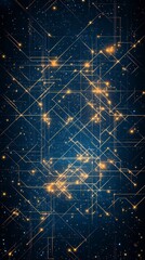 Poster - A vibrant abstract background featuring glowing lines and scattered particles against a deep blue backdrop, evoking a sense of technology and innovation.