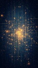 Poster - Bright starry background with glowing lines and dots creating a vibrant, cosmic effect in a dark setting.