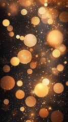 Poster - Golden bokeh lights against a dark background create a festive and magical atmosphere, perfect for celebrations and design projects.
