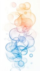 Poster - Soft, abstract bubbles in warm oranges and cool blues create a dreamy, ethereal atmosphere on a light background.