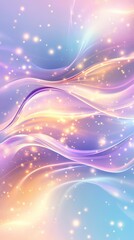 Poster - Flowing abstract waves in soft pastel colors with sparkling highlights, creating a dreamy and ethereal atmosphere.
