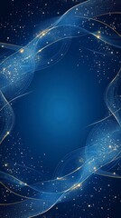 Poster - Bright blue abstract background featuring shimmering stars and waves, creating a sense of depth and space.