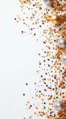 Poster - A festive background featuring scattered golden and silver glittering particles on a light surface.