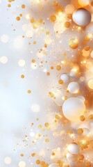 Poster - Soft, shimmering background with golden bokeh and white orbs, creating a festive and elegant atmosphere.