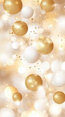 Poster - Glittering gold and white spheres against a soft background create a festive, celebratory atmosphere suitable for various occasions.