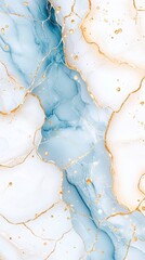 Poster - A serene abstract design featuring soft blue and white swirls with elegant gold accents, perfect for wallpaper or artistic backgrounds.